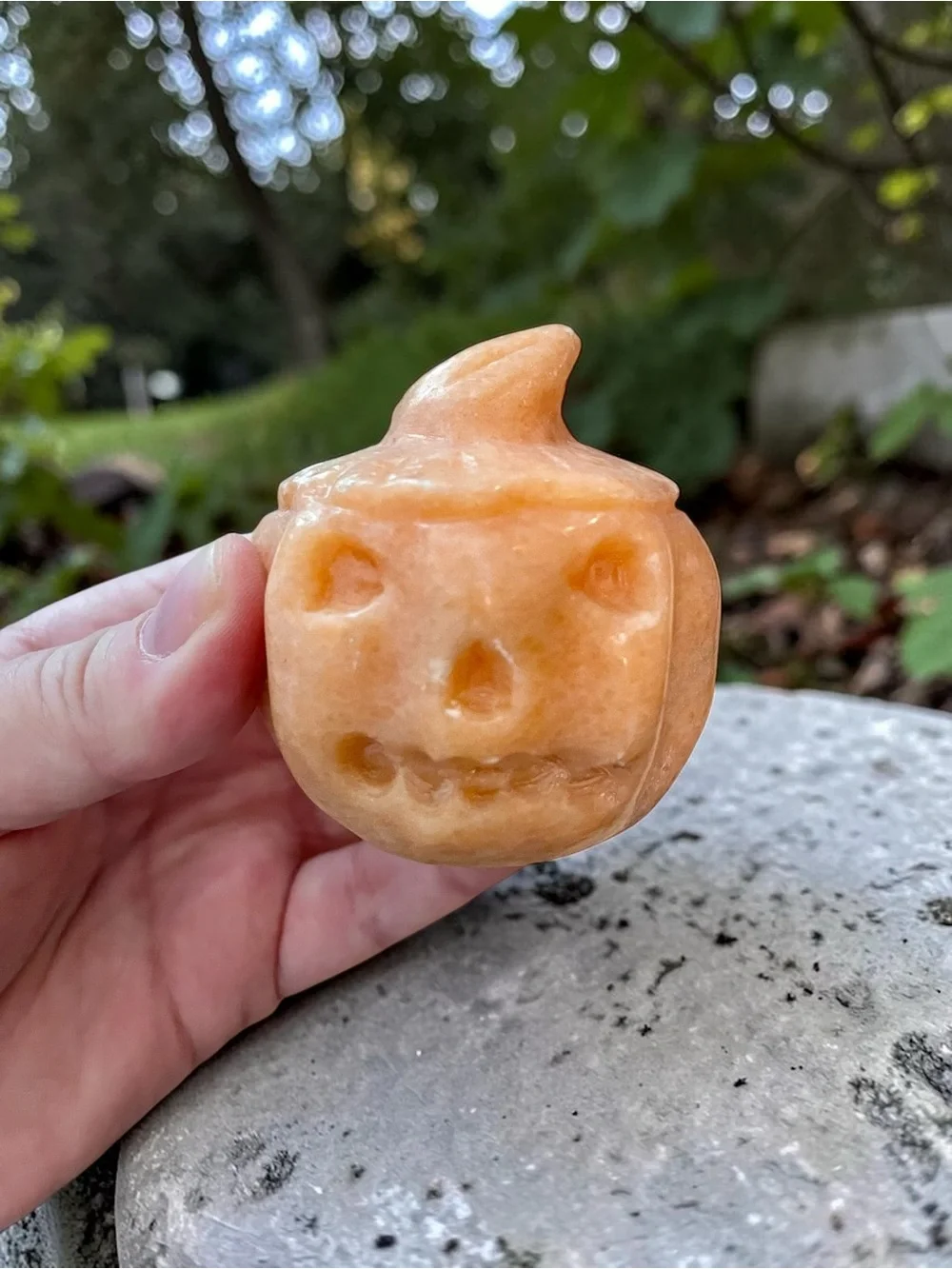 Orange Aventurine Quartz Carved Pumpkin Halloween